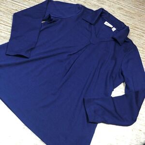 B-252 Denim & Co. Heavenly Jersey Long-Sleeve Top w/ Pleating BRIGHT NAVY Sz M